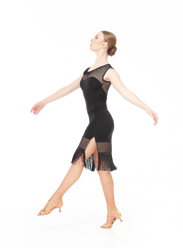 Сукня PL220-17 жіноча, чорний, масло, сітка