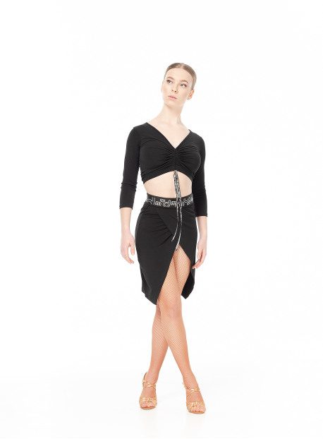 Skirt UL768-14 female, Black, crepe