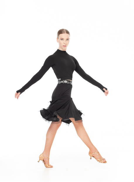 Skirt UL692-14# female, Black, crepe