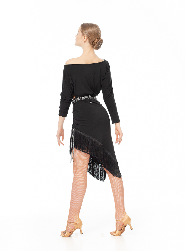Dance Me Юбка для латины UL784-14 женская, масло/бахрома черная, черный