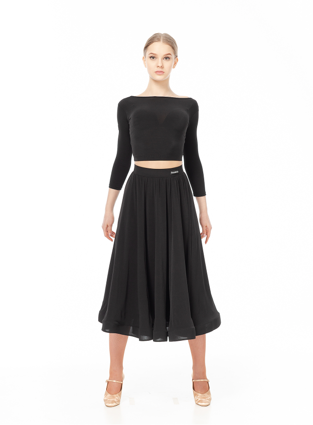 Skirt US435# female, Black, crepe, velvet