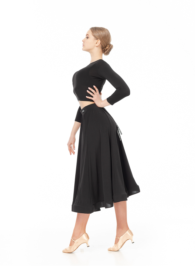 Skirt US435# female, Black, crepe, velvet