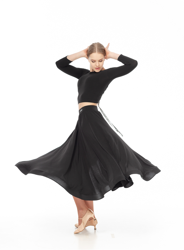 Skirt US435# female, Black, crepe, velvet