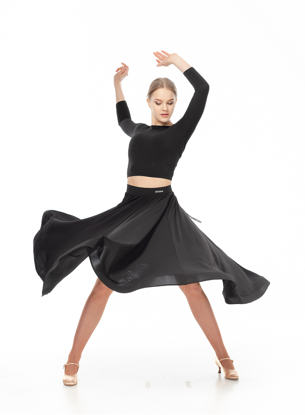 Skirt US435# female, Black, crepe, velvet