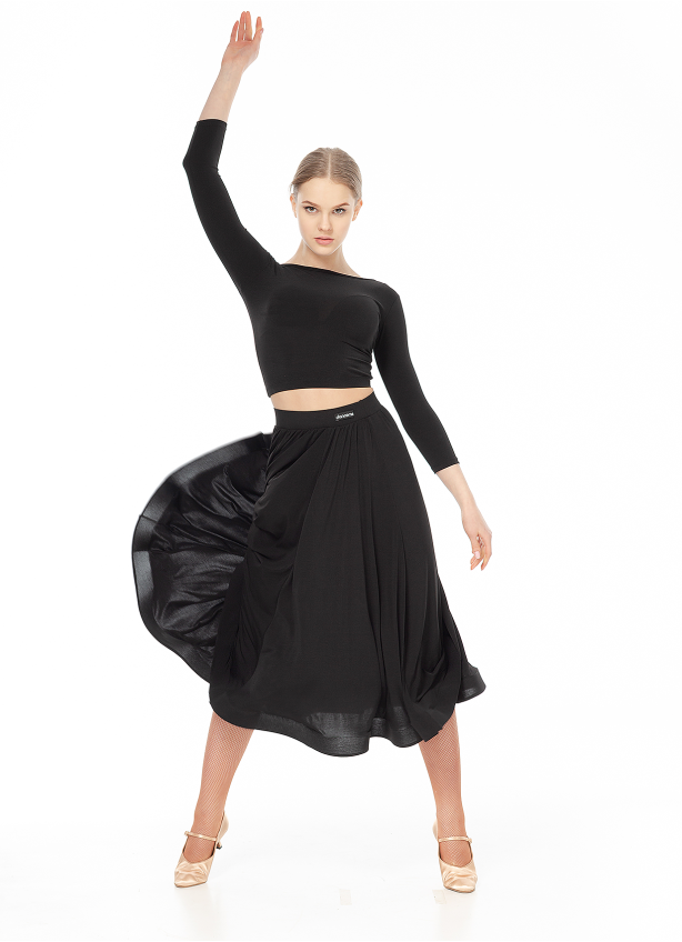Skirt US435# female, Black, crepe, velvet