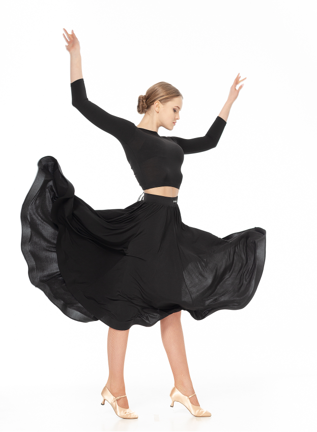 Skirt US435# female, Black, crepe, velvet