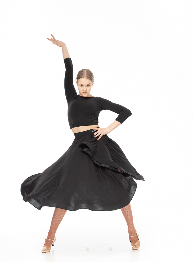 Skirt US435# female, Black, crepe, velvet