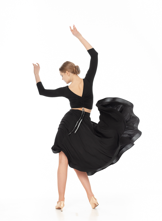 Skirt US435# female, Black, crepe, velvet