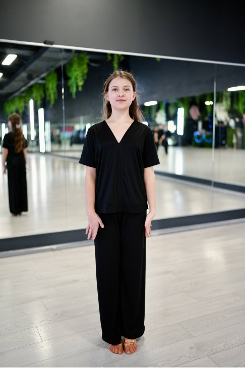 Блуза BL947KR для дівчинки, чорний, віскоза