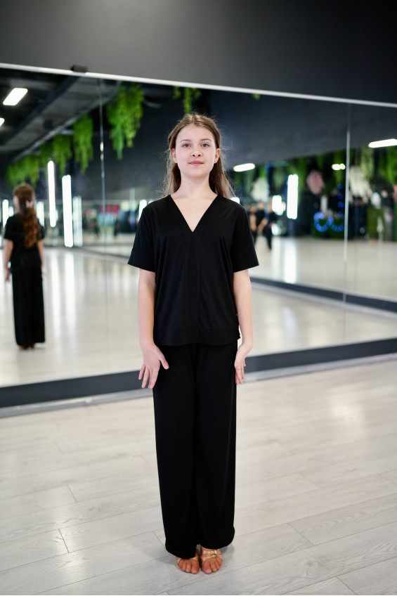 Блуза BL947KR для дівчинки, чорний, віскоза