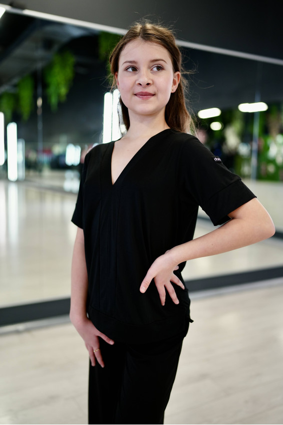 Блуза BL947KR для дівчинки, чорний, віскоза