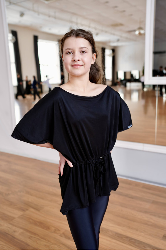 Crop top TP968 for a girl, black, viscose