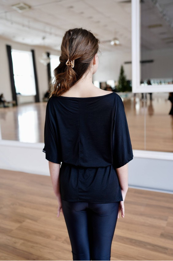 Crop top TP968 for a girl, black, viscose