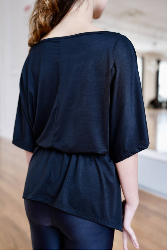 Crop top TP968 for a girl, black, viscose