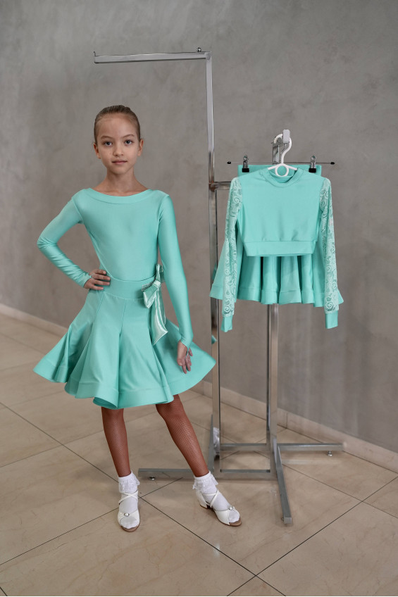 Гардероб GR1000# для дівчинки, м'ятний, біфлекс, гіпюр