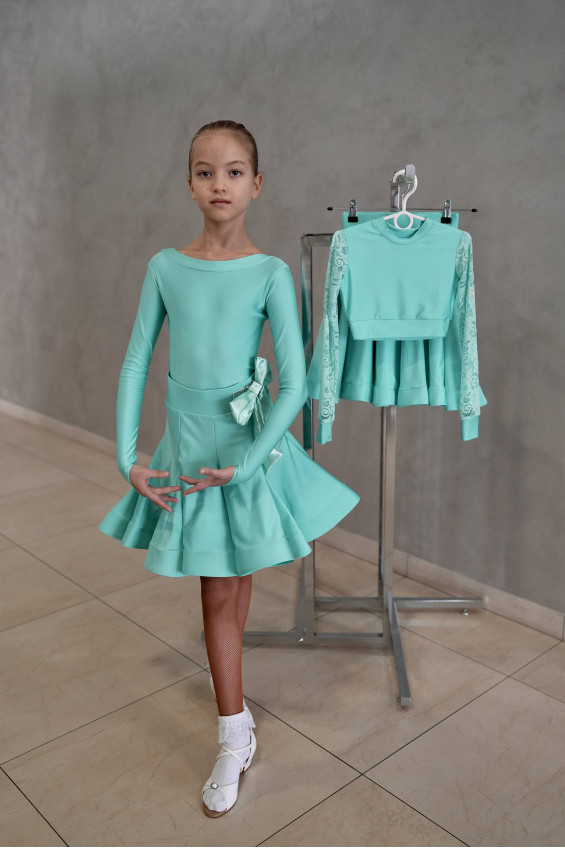 Гардероб GR1000# для дівчинки, м'ятний, біфлекс, гіпюр