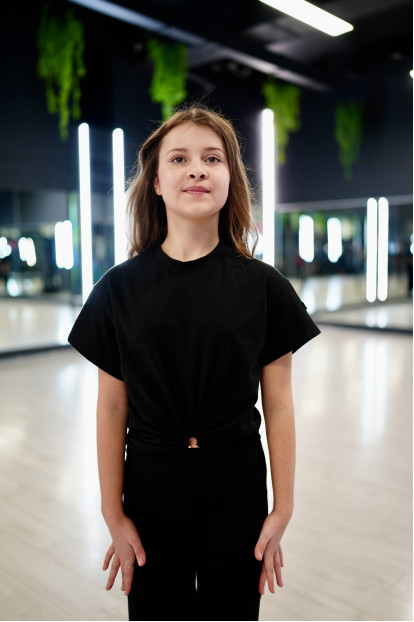 Crop top TP954 for a girl, black, cotton