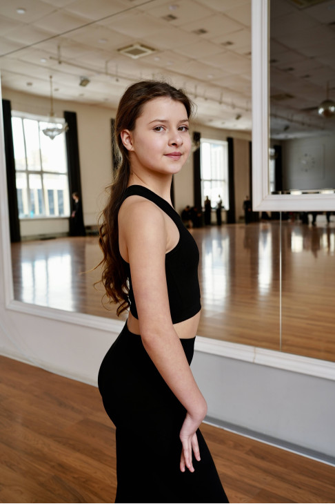 Crop top TP605 for a girl, black, cotton