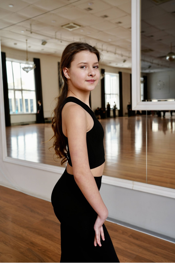 Crop top TP605 for a girl, black, cotton