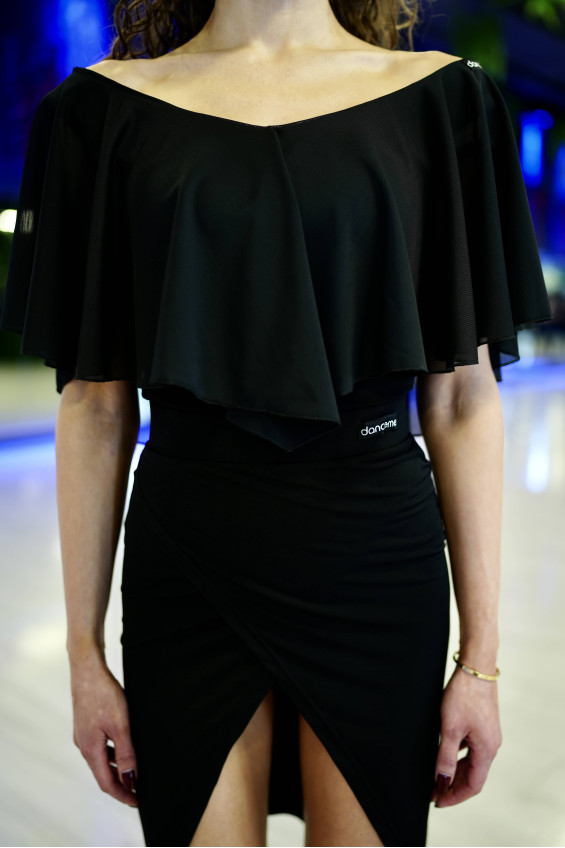 Dance top BL263 female, black, crepe, mesh