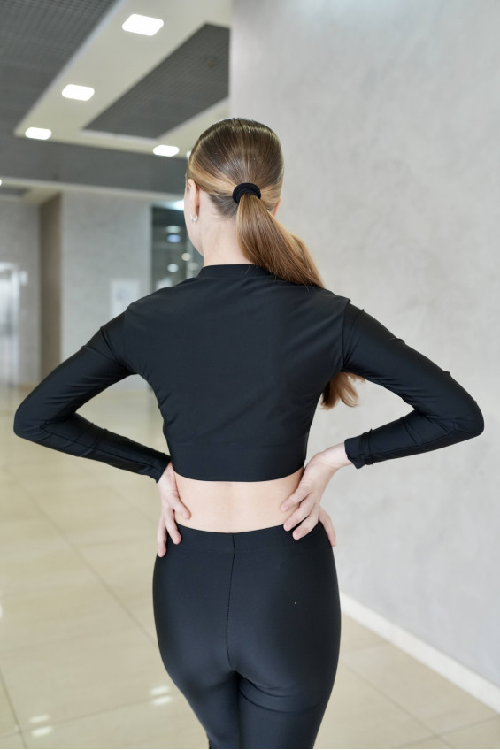 Crop top TP824 female, black, matte lycra