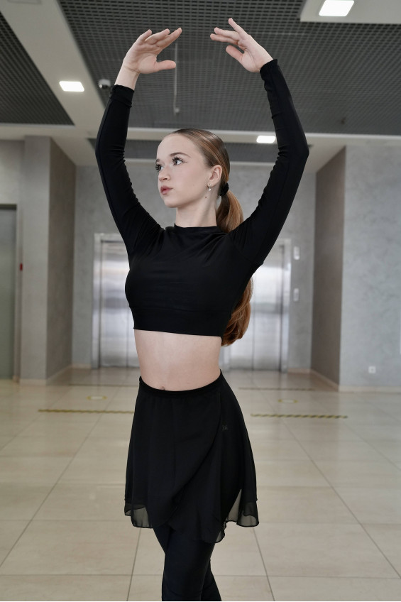 Crop top TP824 female, black, matte lycra