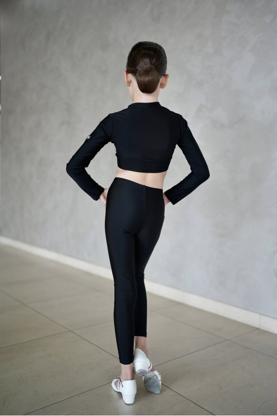 Footless leggings L61-VT for a girl, black, matte lycra