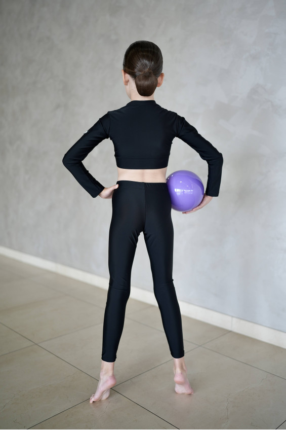 Footless leggings L61-VT for a girl, black, matte lycra