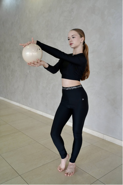 Footless leggings L61-12 female, black, matte lycra