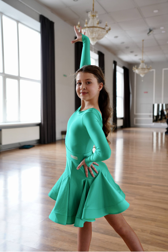 Бейсик BS536DR-372# для девочки, изумрудный, бифлекс итальянский