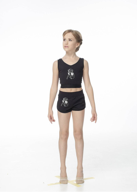 Crop Top TP608-7 for a girl, Black, cotton