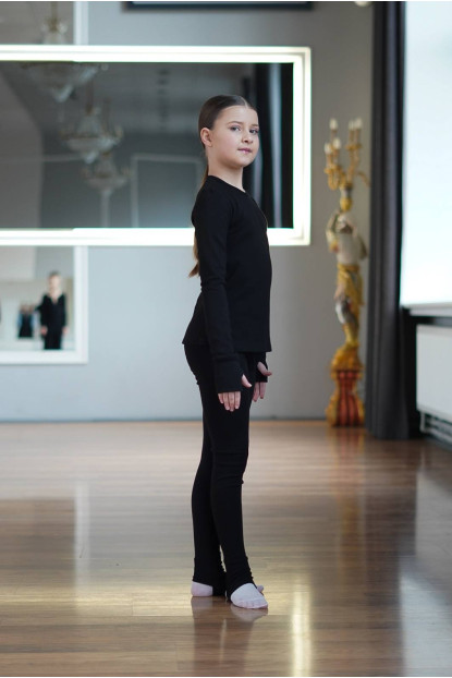 Stirrup Leggings L253-23 for a girl, Black, cotton