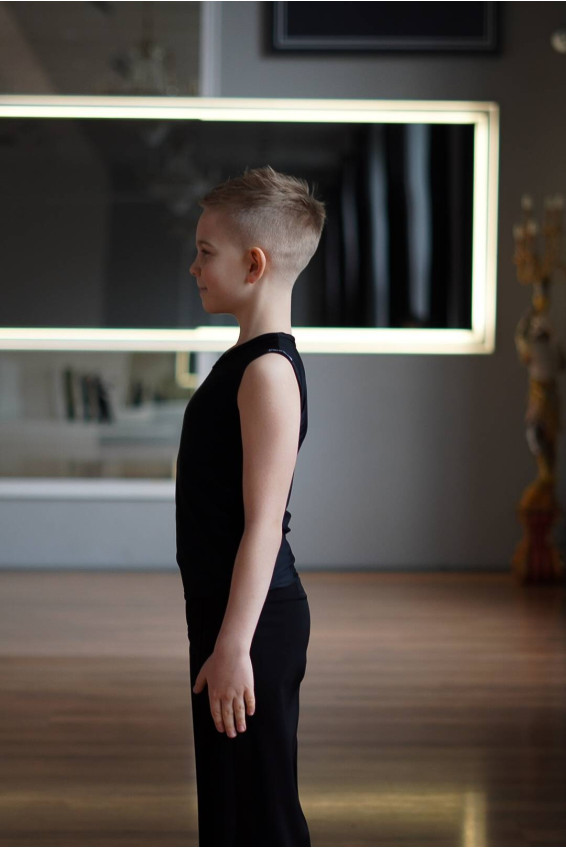 Жилет G696 для мальчика, черный, бифлекс матовый