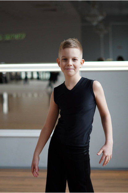 Vest G696 for a boy, black, matte lycra