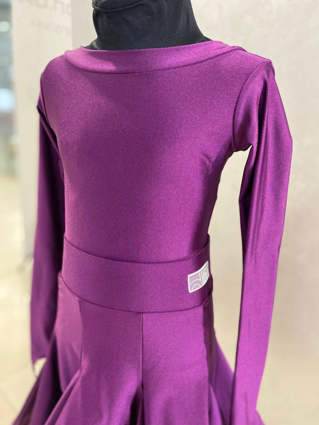 Juvenile dress BS536DR-372# for a girl, burgundy, italian lycra