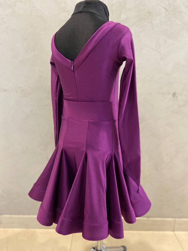 Juvenile dress BS536DR-372# for a girl, burgundy, italian lycra