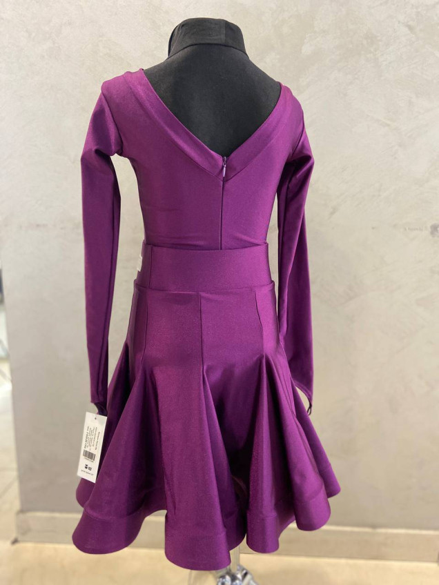 Juvenile dress BS536DR-372# for a girl, burgundy, italian lycra