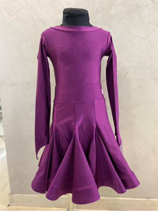 Juvenile dress BS536DR-372# for a girl, burgundy, italian lycra