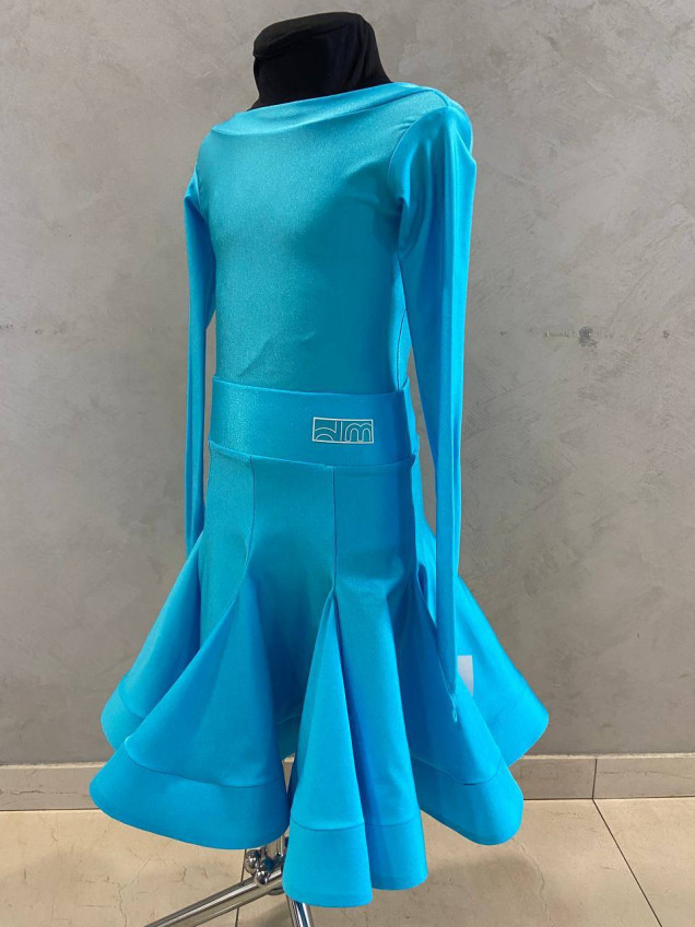 Juvenile dress BS536DR-372# for a girl, light blue, italian lycra