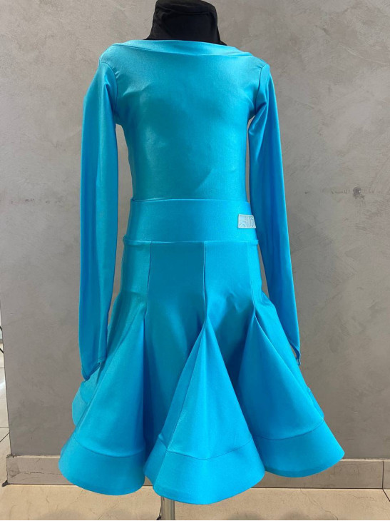 Juvenile dress BS536DR-372# for a girl, light blue, italian lycra