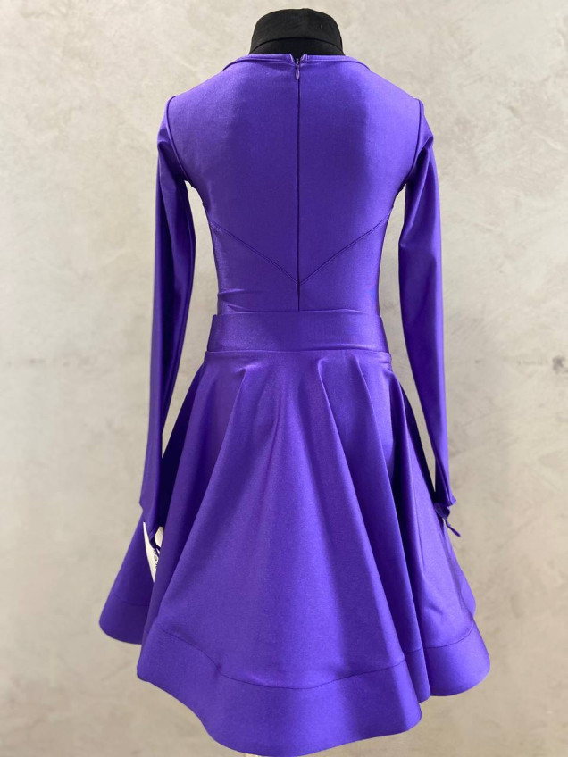 Juvenile dress BS319DR-402# for a girl, black currant, italian lycra