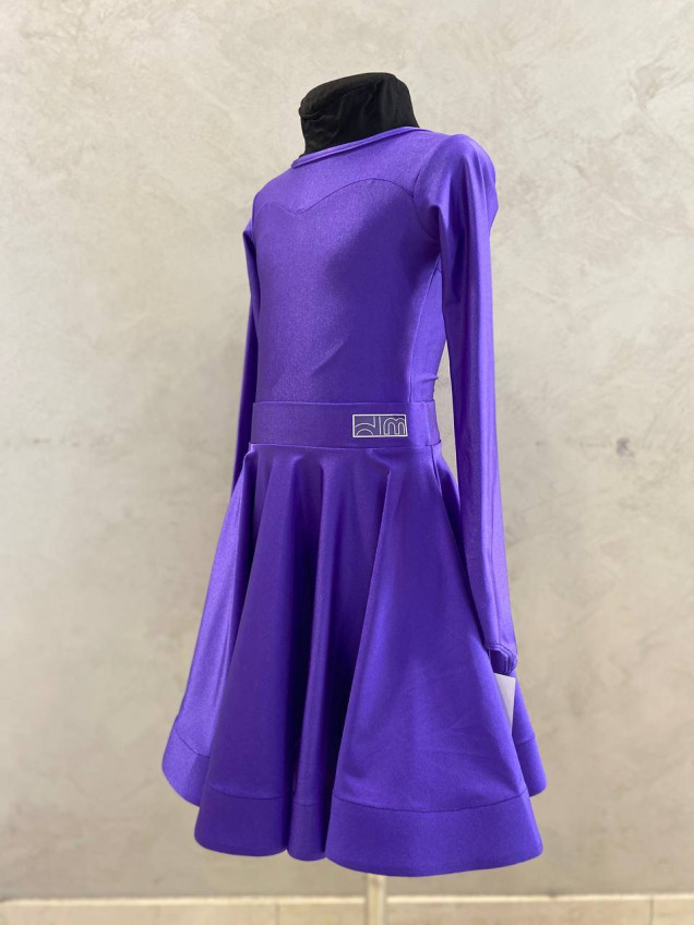 Juvenile dress BS319DR-402# for a girl, black currant, italian lycra