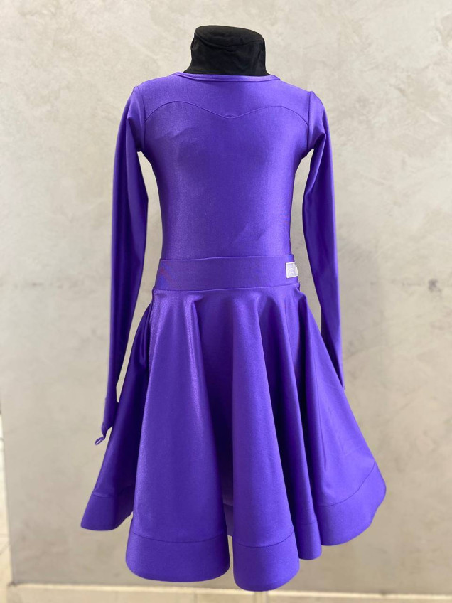 Juvenile dress BS319DR-402# for a girl, black currant, italian lycra