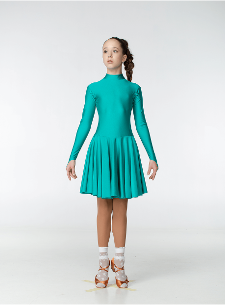 Juvenile dress BS67DR for a girl, green, lycra