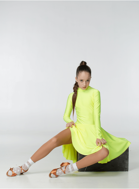 Juvenile dress BS67DR for a girl, lemon, lycra