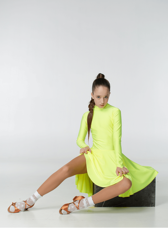 Juvenile dress BS67DR for a girl, Lemon, lycra