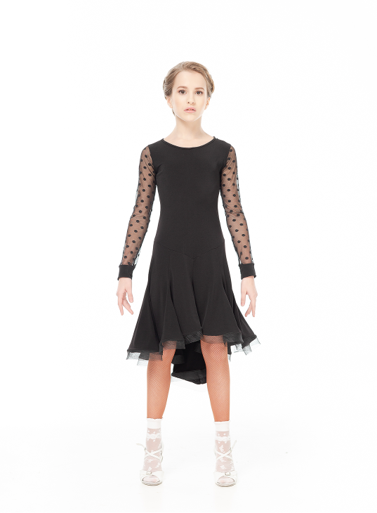 Dress PL204-6# for a girl, Black, crepe, mesh