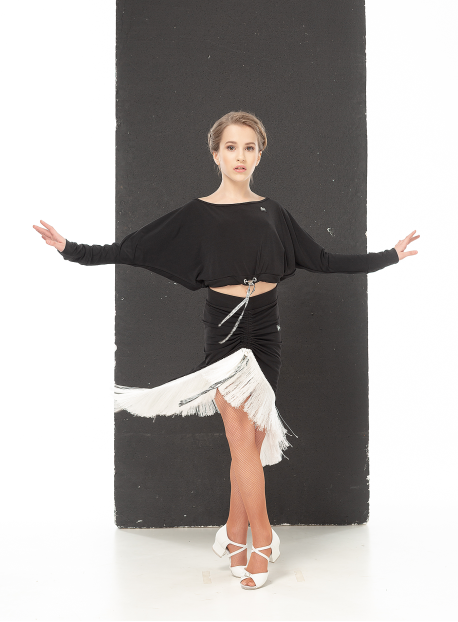 Crop Top TP764 for a girl, black, crepe