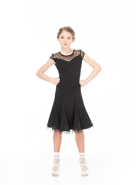 Платье PL422-6# для девочки, черный, масло, сетка