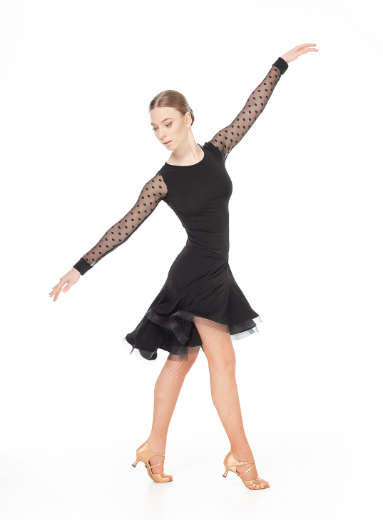 Сукня Латина PL204-6# жіноча Dance.me, Україна, Масло+сітка, чорний